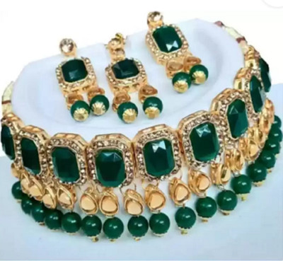 shivay Alloy Gold-plated Green Jewellery Set(Pack of 1)