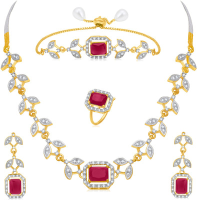 Sukkhi Alloy Gold-plated Maroon Jewellery Set(Pack of 1)