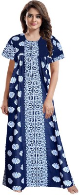 Khushi Handicrafts Women Nighty(Blue, White)