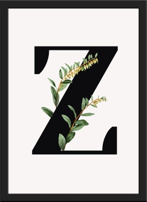 SC CREATIVES Set of Tropical Letter 'Z' Painting For Living Room | Wall Decor | - Black Frame | Ready To Hang Digital Reprint 12 inch x 9 inch Painting(With Frame)