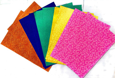 KHUSHA CREATIONS Designer Sheets Unruled A4 80 gsm Craft paper(Set of 10, Multicolor)