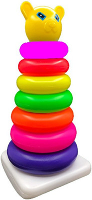 JVTS Stacking Colouring Teddy Rings - 7 Rings (Multicolor)(Multicolor)