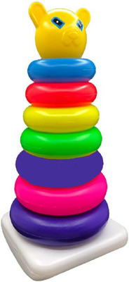 JVTS 1 Smiley Stacking Colouring Teddy Rings for Kids 7 pcs Teddy Ring Multi Color, Stacking Toy(Multicolor)