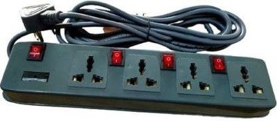 D-DEVOX SB 6 Amp 4Plug 4 Socket Point With LED Indicator (5 Meter) 4Socket 4  Socket Extension Boards(White, 5 m)