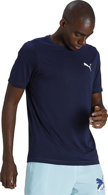 PUMA Solid Men Crew Neck Blue T-Shirt