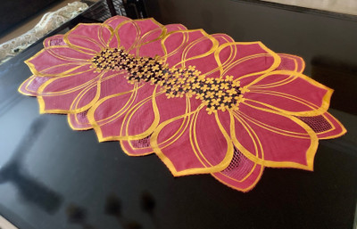 DELHI PVC CORP Maroon, Gold 80 cm Table Runner(PVC)