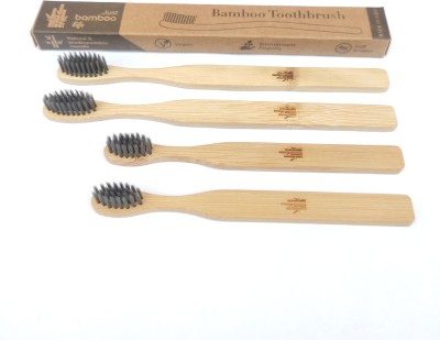 Just Bamboo Life Bamboo Toothbush Flat Handle Medium Toothbrush(Pack of 4)