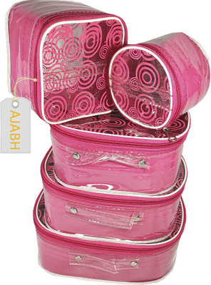 Ajabh Multipurpose Set of 5pc Cosmetic vanity box, Makeup Kit box, Storage organizer Best Strorage Unit For Your makeup / Cosmetic Items Vanity Box(Pink)