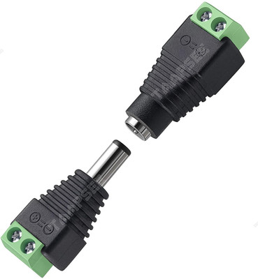 TAAPSEE （1 x Male + 1 x Female） 12V DC Power Connector 5.5mm x 2.1mm 24V Power Jack Socket for Led Strip CCTV Security Camera Cable Wire Ends 2Pcs Plug Barrel Adapter DC Female Connector Wire Connector(Black, Pack of 2)