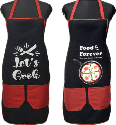 JMI Polyester, Cotton Chef's Apron - Free Size(Black, Pack of 2)