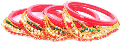 ALIGN Alloy Pearl Gold-plated Bangle Set(Pack of 4)