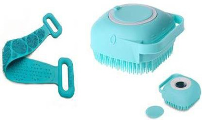 Elderbuy Combo Pack Of 2 Silicone Bath Body Brush With Dispenser & Scrubber brush belt