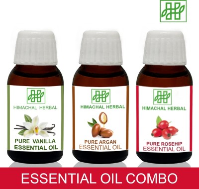 Himachal Herbal VANILLA-ROSEHIP-ARGAN ESSENTIAL OIL FOR COSMETIC SOAP MAKING AROMATHERAPY-3PC EACH 10ML(30 ml)