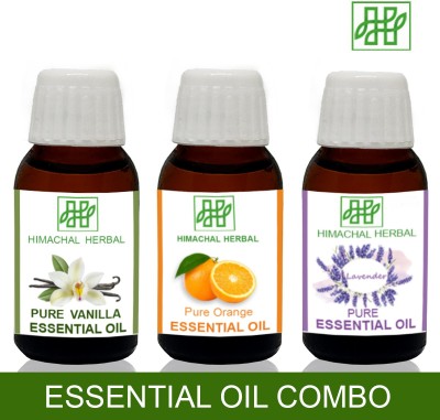 Himachal Herbal VANILLA-ORANGE-LAVENDER ESSENTIAL OIL FOR COSMETIC SOAP MAKING AROMATHERAPY-3PC EACH 10ML(30 ml)