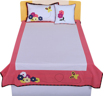 19% OFF on Hugs N Rugs 200 TC Cotton Single Embroidered Bedsheet(Pack of 3, Multicolor)
