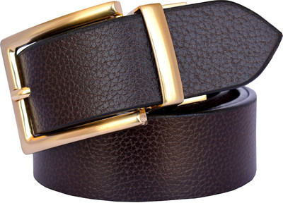 LOOPA Men Formal Brown Genuine Leather Reversible Belt