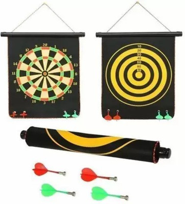RIGHT SEARCH Double Sided Magnet Dart Board, Board Game with 4 Colorful Darts for Kids Dart Board Game