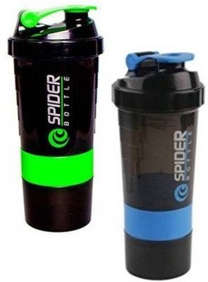 UNIBOX 500 ml Plastic Shaker(Pack of 2, Black)