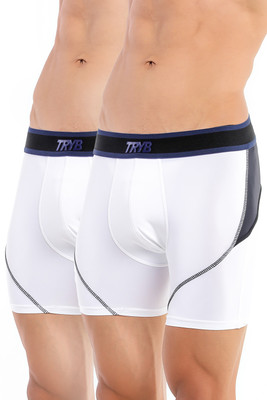 Tryb Men Mens Sport Performance Compression Dry Fit Active Boxer Trunk - 2 pack Brief