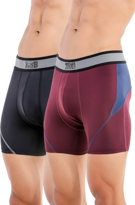 Tryb Men Mens Sport Performance Compression Dry Fit Active Boxer Trunk - 2 pack Brief