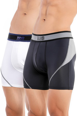 Tryb Men Mens Sport Performance Compression Dry Fit Active Boxer Trunk - 2 pack Brief