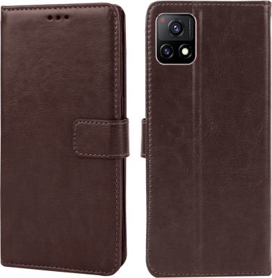 MG Star Flip Cover for vivo Y72 5G PU Leather Vintage Case with Card Holder and Magnetic Stand(Brown, Shock Proof, Pack of: 1)