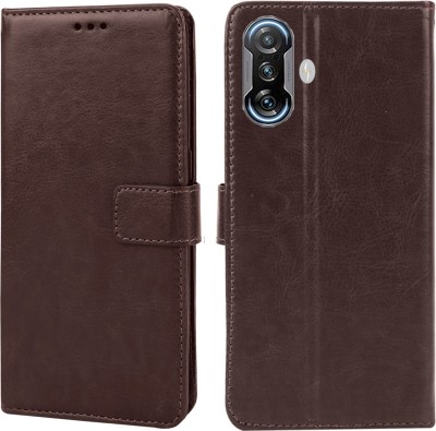 MG Star Flip Cover for Xiaomi Poco F3 GT PU Leather Vintage Case with Card Holder and Magnetic Stand(Brown, Shock Proof, Pack of: 1)