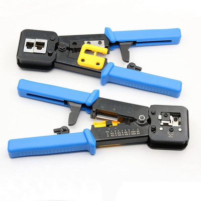 EXPERTRONICS RJ45 Crimper Hand Network Tool Pliers Cat5 Cat6 8p8c Cable Stripper Pass Through Cable Crimper Manual Crimper