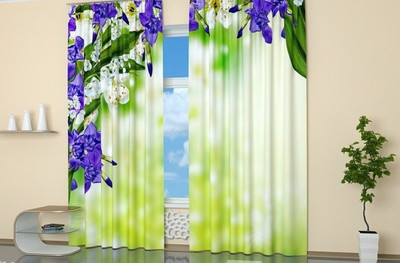 s23 274 cm (9 ft) Long Door Polyester Room Darkening Curtain (Pack Of 2)(Green, Green, Green, Floral)