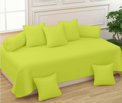 TURIYA Polycotton Plain Diwan Set(Light Green)