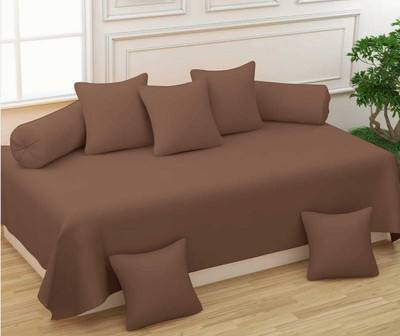 TURIYA Polycotton Plain Diwan Set(Brown)