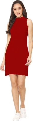 Jayinki Designs Women Bodycon Maroon Above Knee/Mid Thigh Length Dress