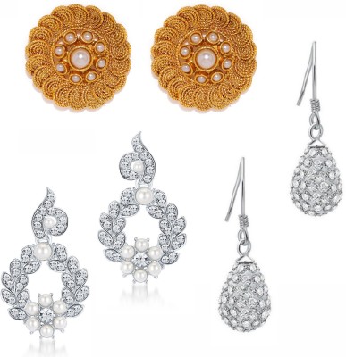 Sukkhi Sukkhi Lavish Pearl Gold & Rhodium Plated Jalebi Earring Combo for Women Pearl Alloy Drops & Danglers