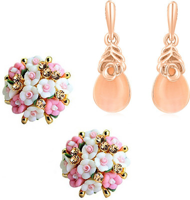 Sukkhi Sukkhi Lavish Gold Plated Floral Earring Combo for Women Alloy Drops & Danglers, Stud Earring