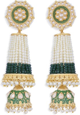 Sukkhi Sukkhi Adorable Pearl Gold Plated Kundan Meenakari Jhumki Earring for Women Alloy Jhumki Earring