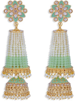 Sukkhi Sukkhi Trendy Pearl Gold Plated Kundan Meenakari Jhumki Earring for Women Pearl Alloy Jhumki Earring