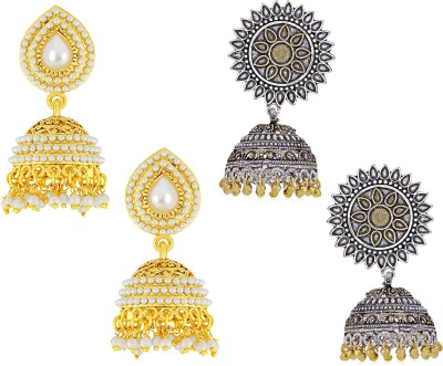 Sukkhi Exotic Oxidised & Gold Plated Pearl Earring Combo for Women Pearl Alloy Jhumki Earring