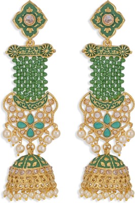 Sukkhi Sukkhi Splendid Pearl Gold Plated Kundan Meenakari Jhumki Earring for Women Pearl Alloy Jhumki Earring