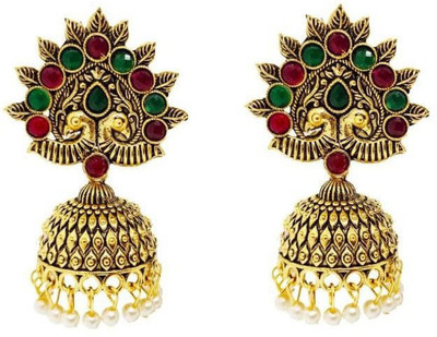 Kwickk Traditional Ethnic Gold oxidised jhumka jhumki earrings with pearl for girls Alloy Jhumki Earring, Drops & Danglers, Chandbali Earring