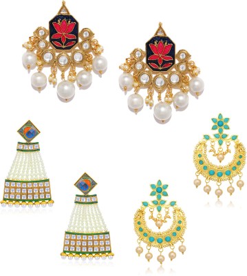 Sukkhi Sukkhi Bollywood Inspired Gold Plated Earring Combo for Women Pearl Alloy Drops & Danglers