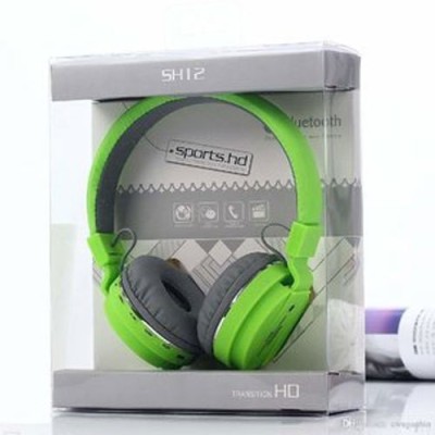 Worricow New SH-12 Wireless Bluetooth High Bass Headphone Bluetooth(Green, On the Ear)