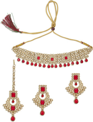 Sukkhi Alloy Gold-plated Red Jewellery Set(Pack of 1)