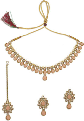 Sukkhi Alloy Gold-plated Pink Jewellery Set(Pack of 1)