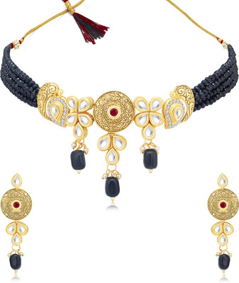 Sukkhi Alloy Gold-plated Black Jewellery Set(Pack of 1)
