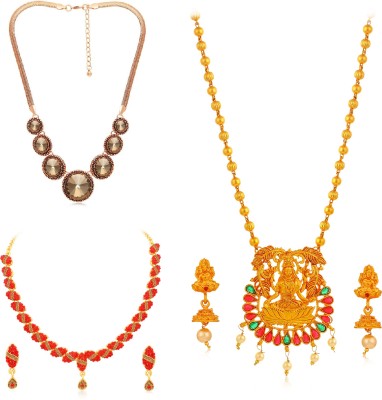 Sukkhi Alloy Gold-plated Gold, Red, Green Jewellery Set(Pack of 1)