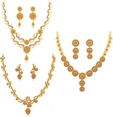 Sukkhi Alloy Gold-plated Brown, Gold Jewellery Set(Pack of 1)