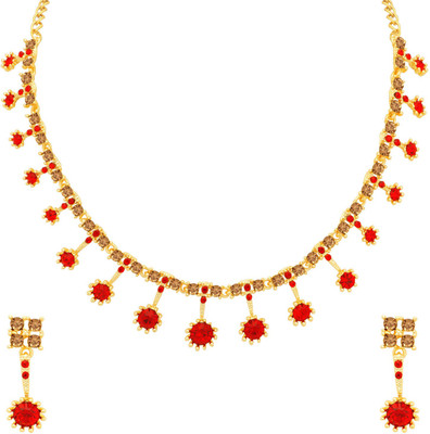 Sukkhi Alloy Gold-plated Red, Brown Jewellery Set(Pack of 1)