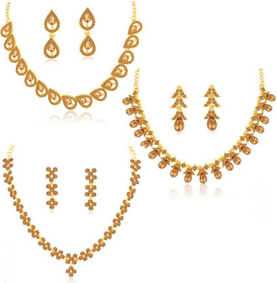 Sukkhi Alloy Gold-plated Brown, Gold Jewellery Set(Pack of 1)