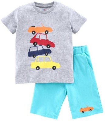 Ventra Kids Nightwear Boys Printed Cotton Blend(Grey Pack of 1)