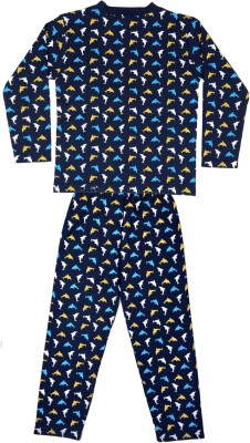 KABOOS Kids Nightwear Baby Boys & Baby Girls Printed Cotton(Dark Blue Pack of 1)